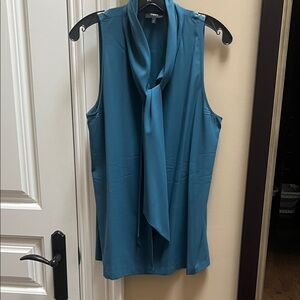 Theory Teal Sleeveless Blouse with Tie